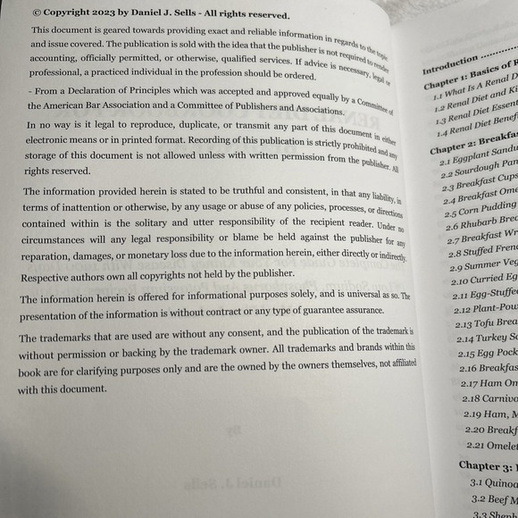 Renal Diet Cookbook For Beginners 1900 Days By Daniel J. Sells - Picture 4 of 5